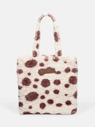 Borsa tote marrone in pelliccia sintetica