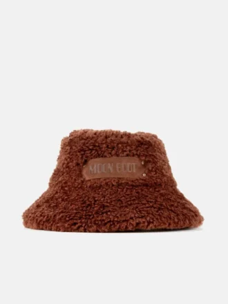 Cappello a secchiello marrone in pelliccia
