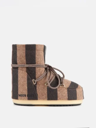 Jacquemus + Moon Boot Icon Low: stivaletti in feltro a righe beige