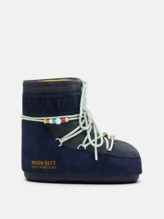 Moon Boot X Guest in Residence Icon Low Stivaletti in pelle scamosciata con perline color mezzanotte e grigio