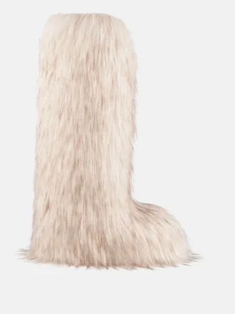 Stivali alti bianchi in pelliccia sintetica Jacquemus + Moon Boot Icon Yeti