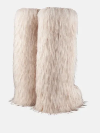 Stivali alti bianchi in pelliccia sintetica Jacquemus + Moon Boot Icon Yeti