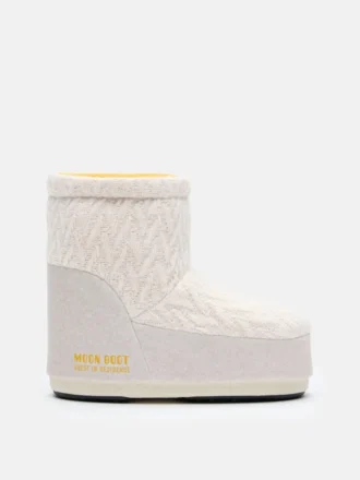 Stivali Moon Boot X Guest in Residence Icon Low No Lace in maglia color sabbia